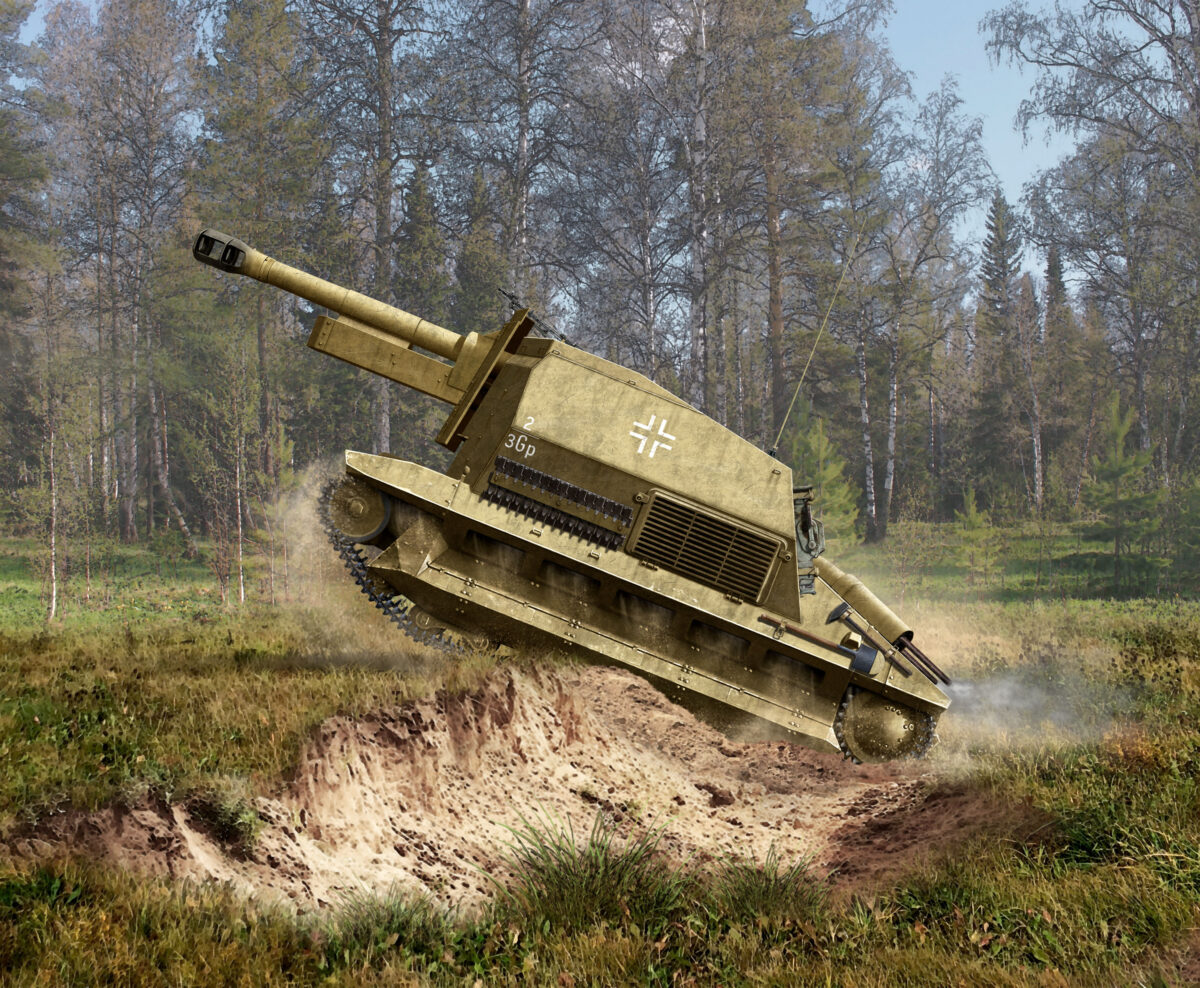 ICM: 1/35 10.5cm leFH 16(Sf) auf Geschutzwagen FCM36(f), WWII German self-propelled howitzer - Bilde 1