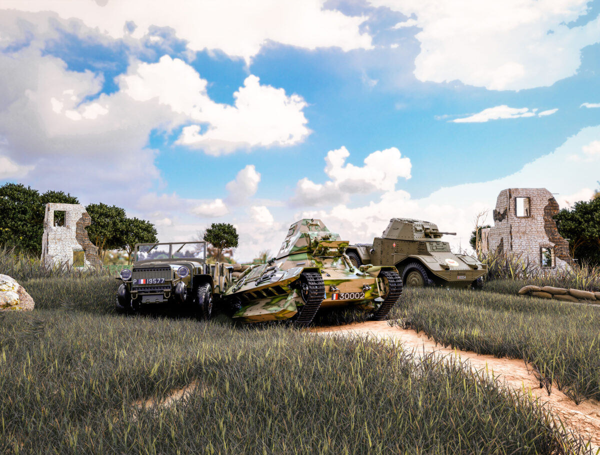 ICM: 1/35 Battle of France, spring 1940. French combat vehicles (Panhard 178 AMD-35, FCM 36, Laffly V15T) - Bilde 1