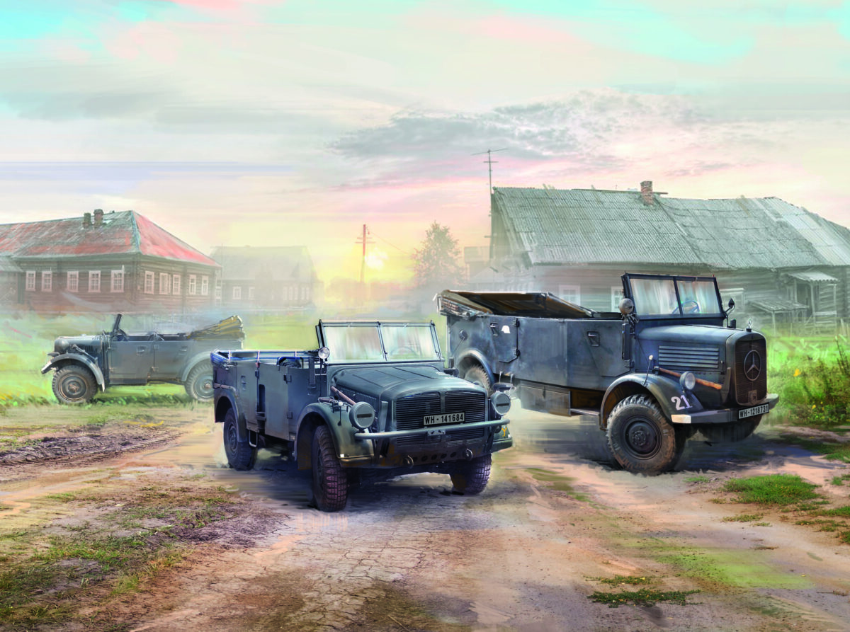 ICM: 1/35 Wehrmacht Off-road Cars (Kfz.1, Horch 108 Typ 40, L1500A) - Bilde 1