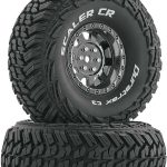 Duratrax Scaler 1.9 Inch RC Rock Crawler Tires with Foam Inserts, C3 Super Soft Compound, Moderate Traction, Mounted on Black Chrome Wheels, (Set of 2)