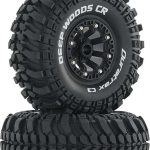 Duratrax Deep Woods 2.2" RC Rock Crawler Tires with Foam Inserts, High Traction, Mounted on Black Wheels, (Set of 2)