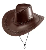 Brun cowboyhatt – imitert skinn - Bilde 2